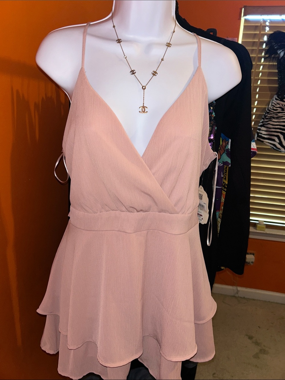 Altar'd State Blush Pink Sleeveless Peplum Top